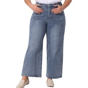 AGNES ORINDA Plus Size 2X Wide Leg‎ Jeans Cropped Denim NWT $60